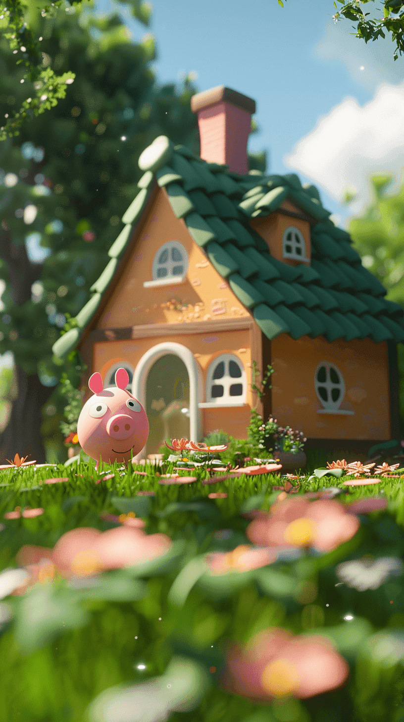 Peppa Pig House Wallpaper 1 - Cute Red House on the Hill Phone Background HD