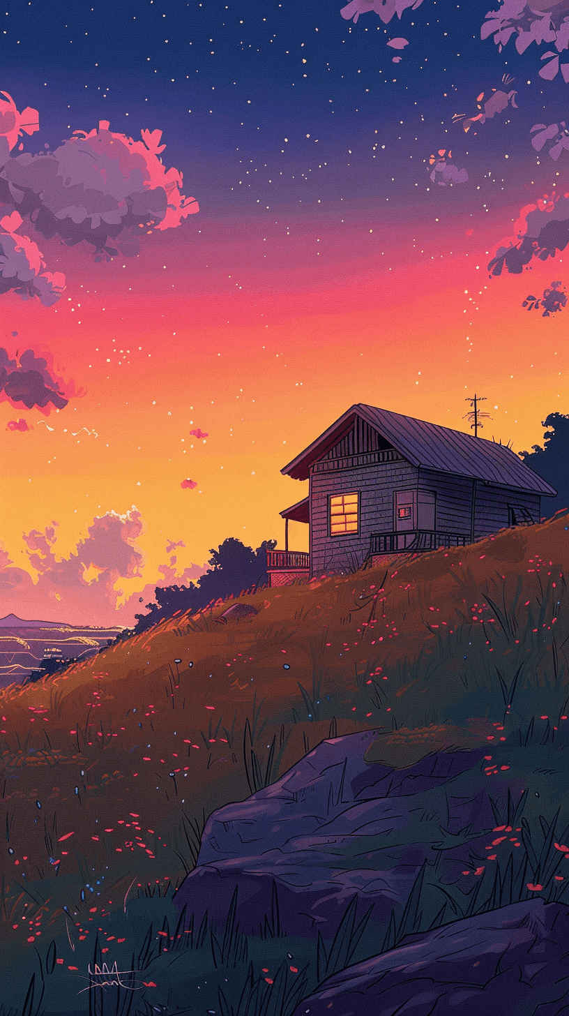 Peppa Pig House Wallpaper 10 - Cute Red House on the Hill Phone Background HD