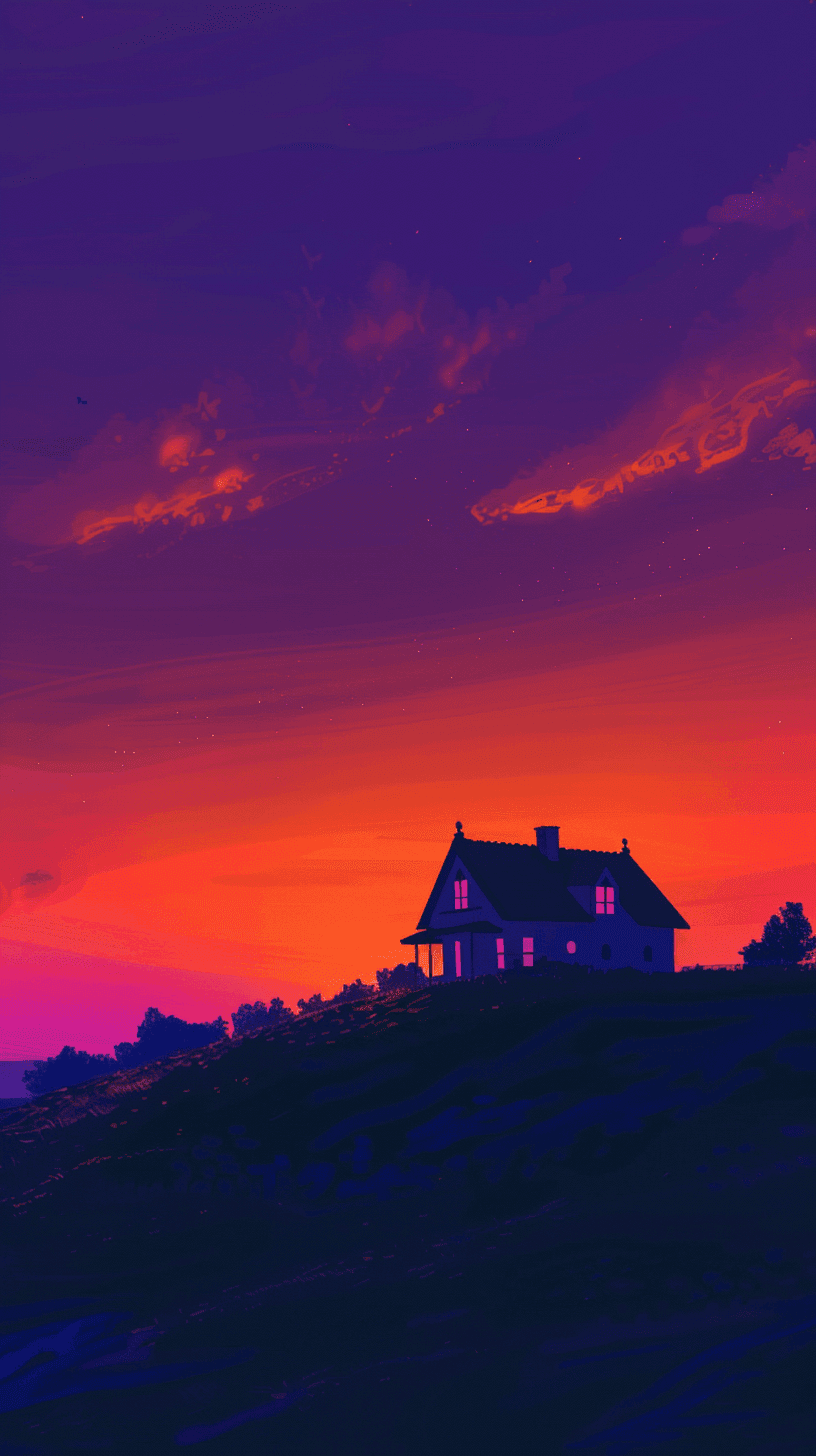 Peppa Pig House Wallpaper 11 - Cute Red House on the Hill Phone Background HD