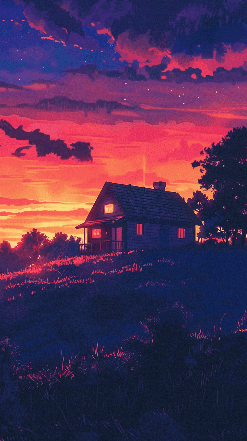 Peppa Pig House Wallpaper 12 - Cute Red House on the Hill Phone Background HD