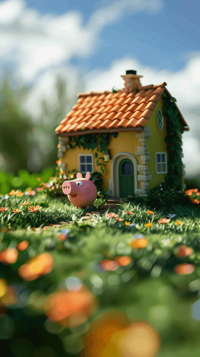 Peppa Pig House Wallpaper 2 - Cute Red House on the Hill Phone Background HD