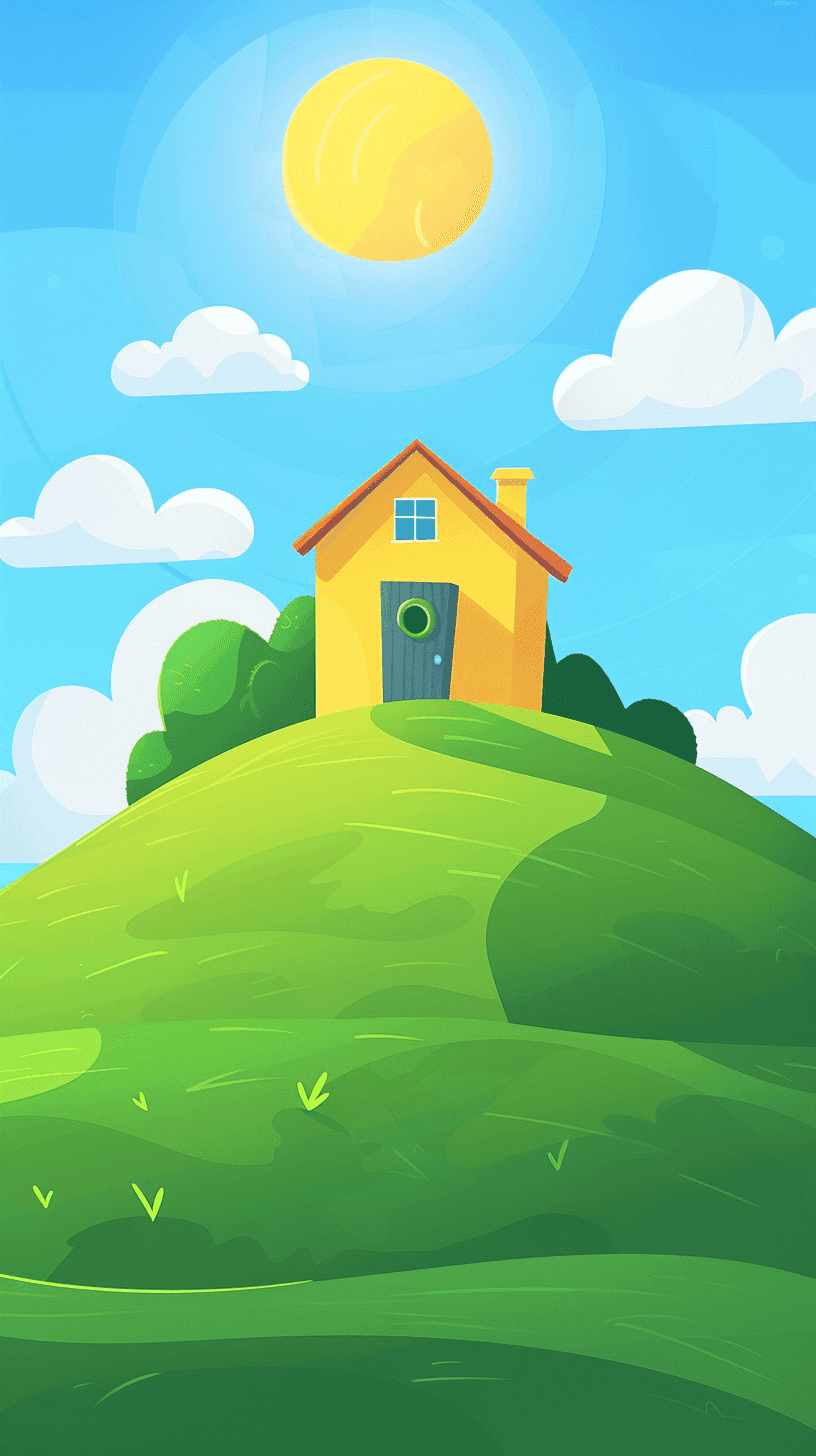 Peppa Pig House Wallpaper 24 - Cute Red House on the Hill Phone Background HD