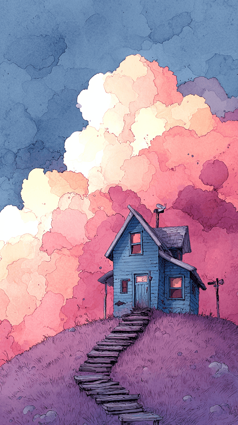 Peppa Pig House Wallpaper 25 - Cute Red House on the Hill Phone Background HD