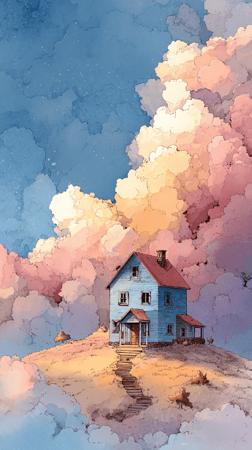 Peppa Pig House Wallpaper 27 - Cute Red House on the Hill Phone Background HD