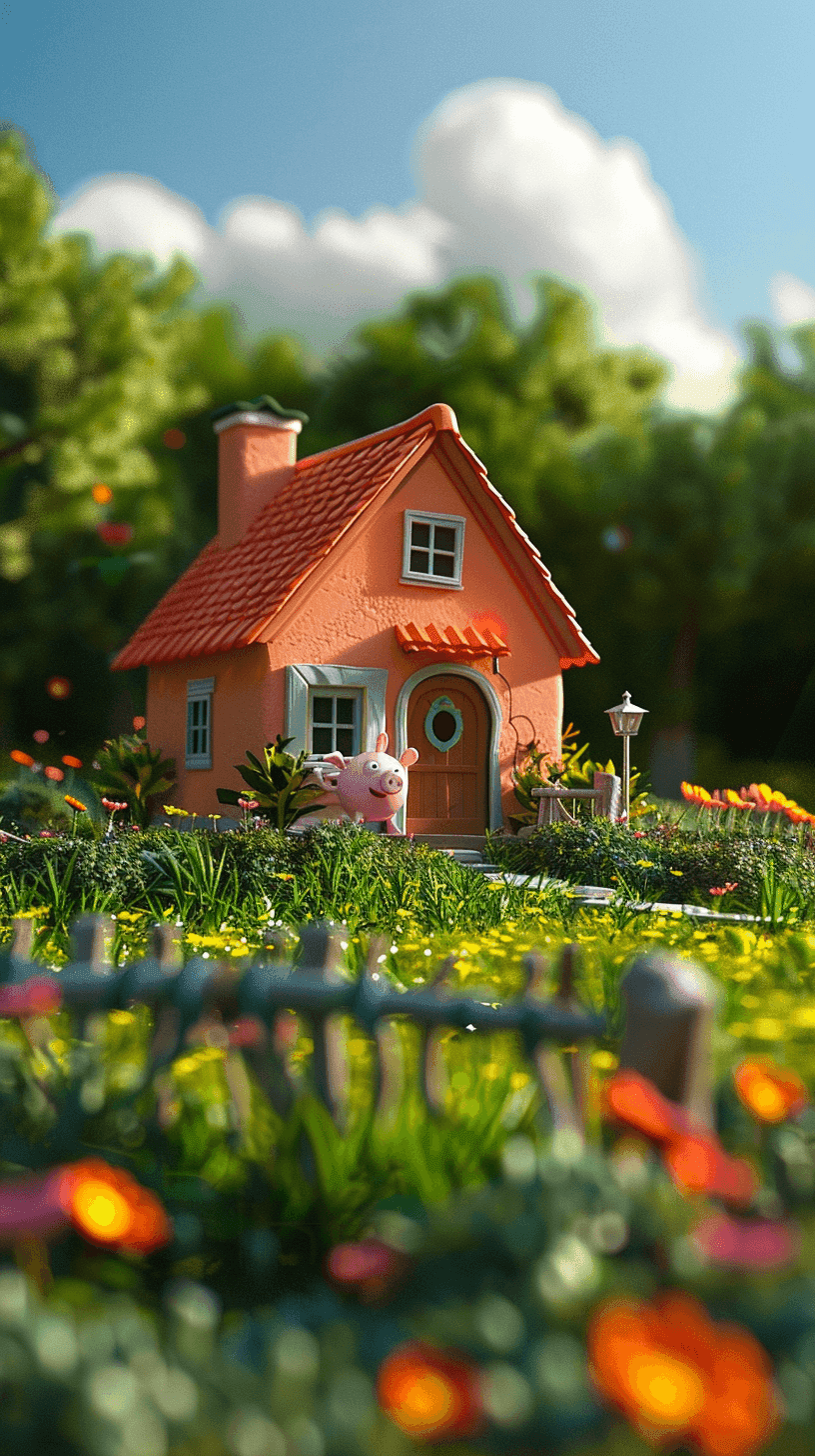 Peppa Pig House Wallpaper 3 - Cute Red House on the Hill Phone Background HD