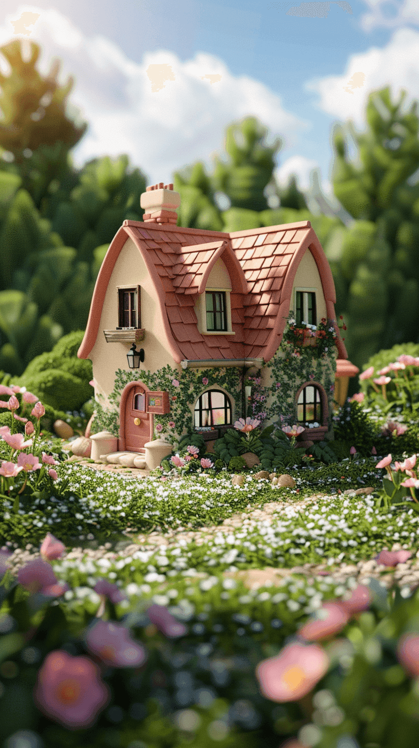 Peppa Pig House Wallpaper 4 - Cute Red House on the Hill Phone Background HD