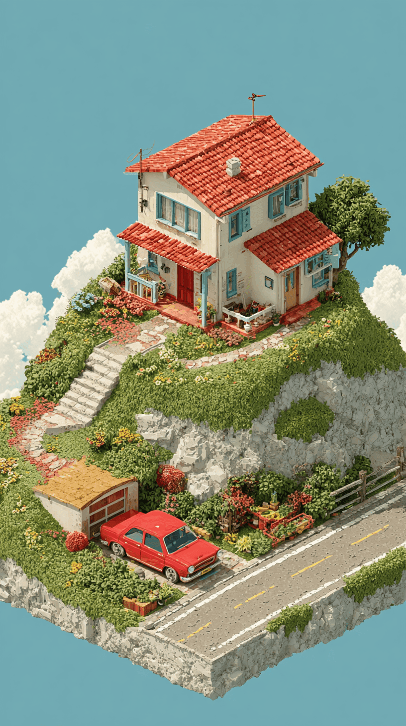 Peppa Pig House Wallpaper 7 - Cute Red House on the Hill Phone Background HD