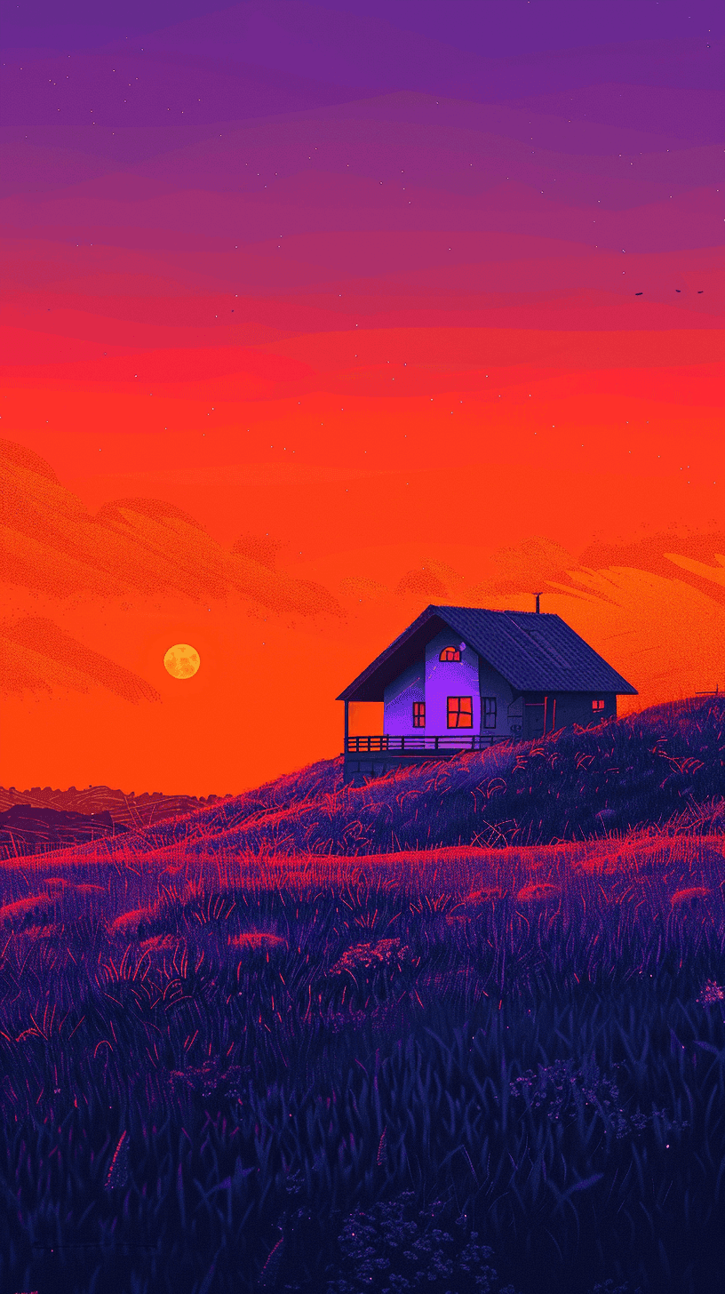 Peppa Pig House Wallpaper 9 - Cute Red House on the Hill Phone Background HD